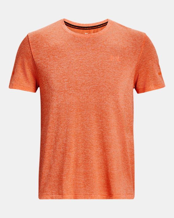 男士UA Seamless Stride短袖T恤 in Orange image number 4